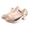 Children Shoes High Heels Girls Princess Single Shoes Dress Shoes Performance Shoes Children Crystal Girl Dress Shoes (Gold, 6-7 Years Little Child) view 2