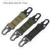 PATIKIL Belt Keeper Key Clip Set, 3Pcs Nylon Webbing Buckle Keychain with Double Side Clip for Outdoor Camping Hiking, Black Green Khaki view 3