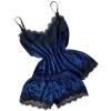 ROWAGY 2pcs Sexy Lace Nightgowns Sleepshirts Women Sleepwear Pajamas Ladies V Neck Nightshirt Woman Holiday Home Nightdress Blue view 1