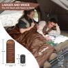KingCamp Sleeping Bag for Adults, Cold Weather & Warm XL Big and Tall Flannel Sleeping Bags with Compression Sack Portable Waterproof Essentials Gear Accessories for Outdoor Camping (Coffee Left) view 2