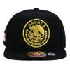 Mexican Hat Mexico State Federal Logo Embroidered Snapback Flat Bill Baseball Cap (Oaxaca- Black/Gold) view 2