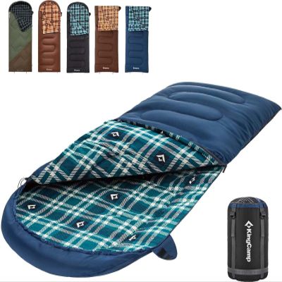 KingCamp Sleeping Bag for Adults, Cold Weather & Warm XL Big and Tall Flannel Sleeping Bags with Compression Sack Portable Waterproof Essentials Gear Accessories for Outdoor Camping (Navy Right)