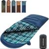 KingCamp Sleeping Bag for Adults, Cold Weather & Warm XL Big and Tall Flannel Sleeping Bags with Compression Sack Portable Waterproof Essentials Gear Accessories for Outdoor Camping (Navy Right) view 1