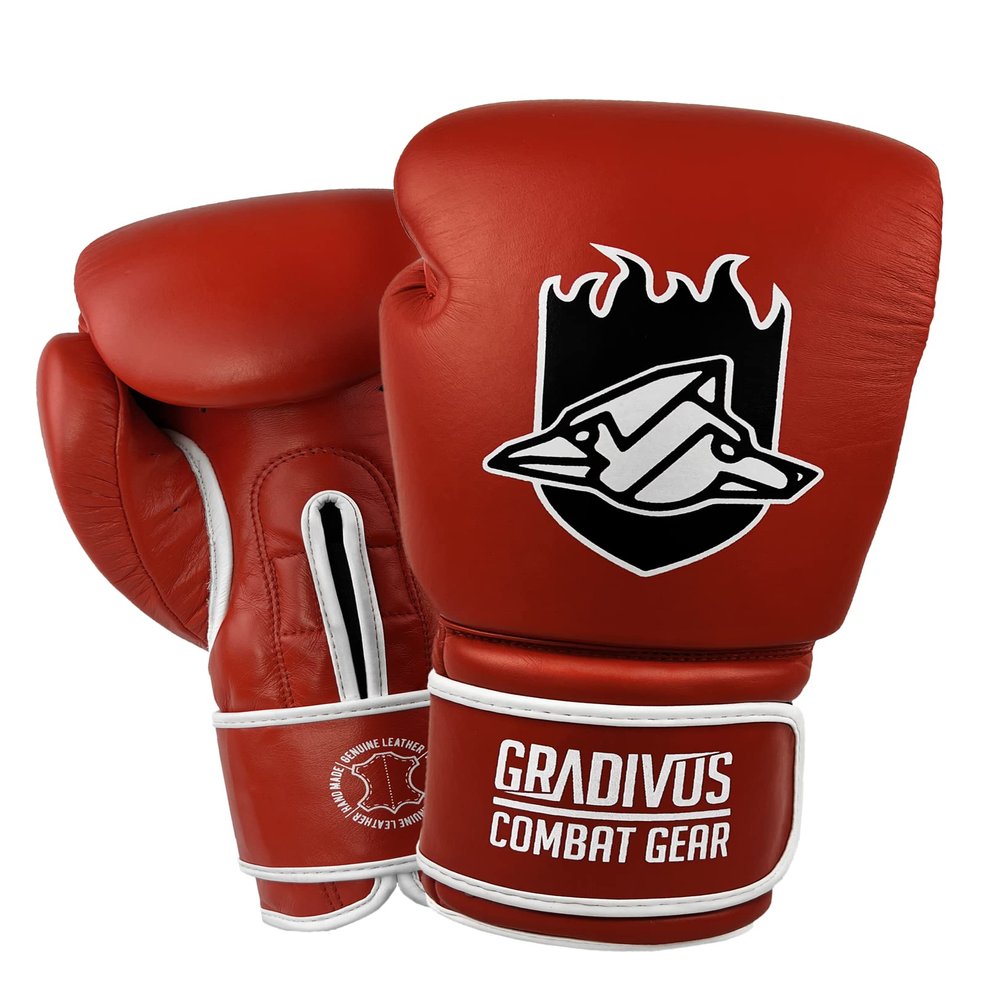 PRO Standard Series Leather Competition Boxing Gloves (Red, 12oz)