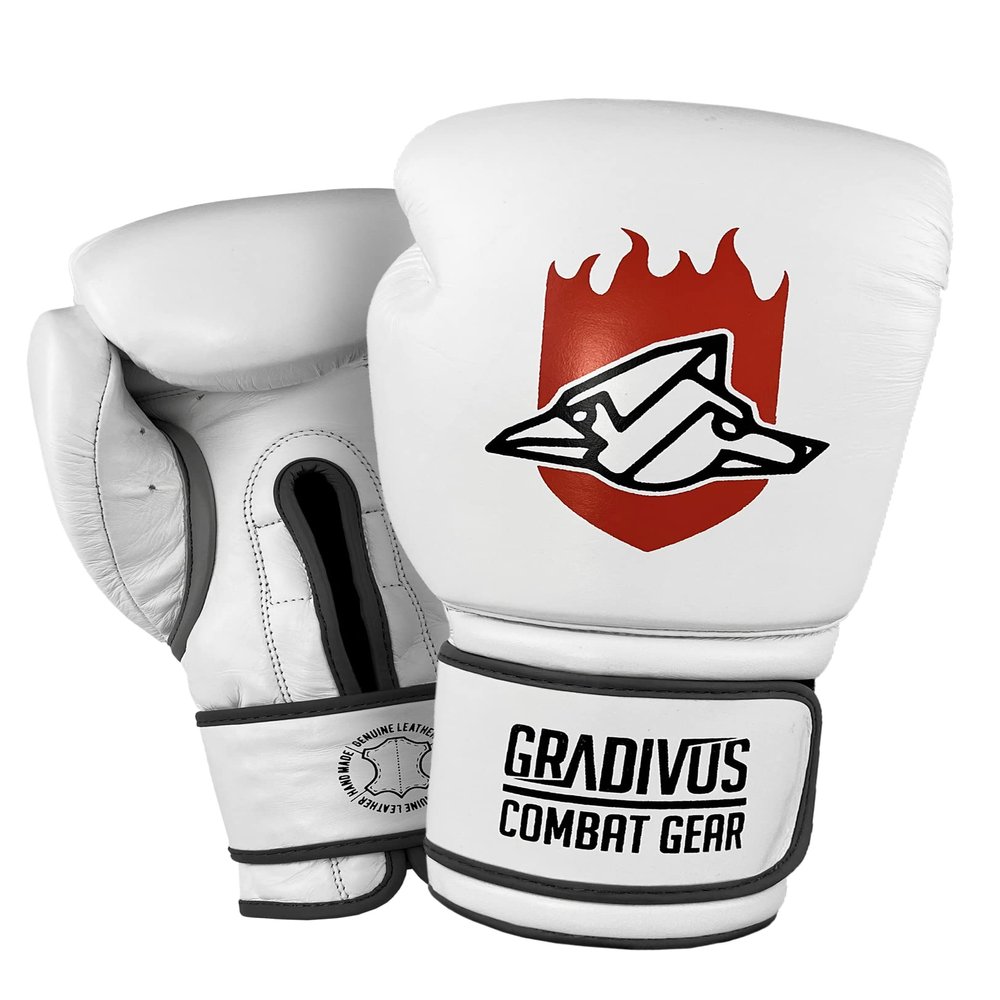 PRO Standard Series Leather Competition Boxing Gloves (White, 14oz)