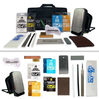 DEMON UNITED USA Diamond Star Edition Ski & Snowboard Tuning Kit, All Season Snow Conditions Kit, Hot Wax Iron, Wax Apron, Nylon Brush, Base Cleaner, Brake Retainers (Diamond Star Edition Plus Vise)