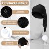 Geyoga 2 Pcs Men Silk Night Sleeping Cap Adjustable Drawstring Night Sleeping Cap with Pom Ball for Daily Use(Milk Fiber,Black, Khaki) view 3