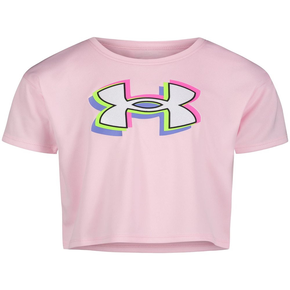 Under Armour Girls Short Sleeve Shirt, Crewneck, Lightweight and Breathable Athletic-t-Shirts, Pink Sugar Shadow, 2T US