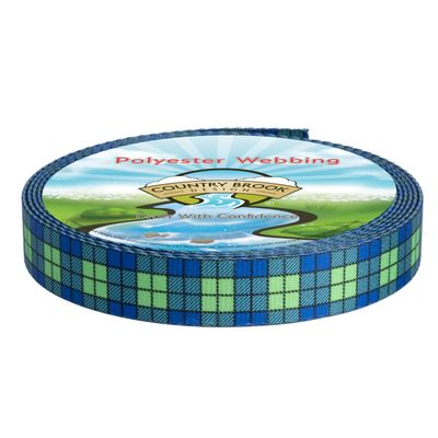 Country Brook Design - Blue and Green Plaid Polyester Webbing (1 Inch, 20 Yards)