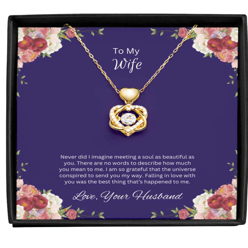 Heart Knot Gold Necklace Necklace For Wife, Gift For Birthday, Valentines Day, Christmas, From Husband, Anniversary Present