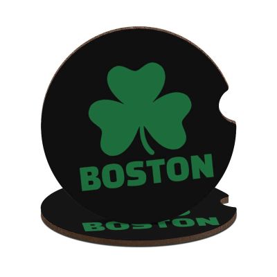 Boston Shamrock Wood Car Coasters for Cup Holders Drink Coaster Cup Mat Car Accessories for Women Men 2PCS