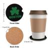 Boston Shamrock Wood Car Coasters for Cup Holders Drink Coaster Cup Mat Car Accessories for Women Men 2PCS view 2