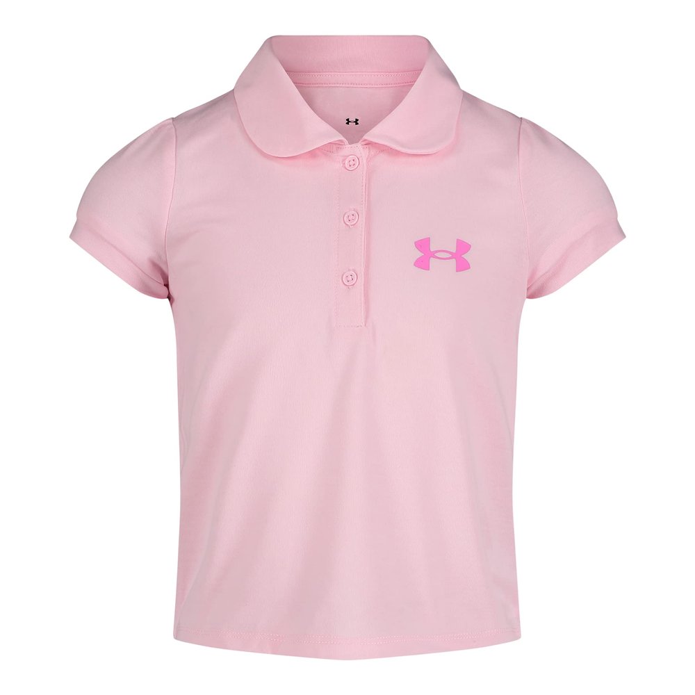 Under Armour Girls Short Sleeve Polo Collared Shirt, Chest Logo, Soft & Comfortable Fashion-t-Shirts, Pink Sugar, 2T US