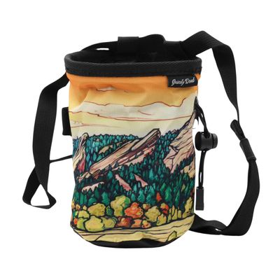 GNARLY DOOD Flat Irons Rock Climbing Chalk Bag | for Outdoor, Gym, & Bouldering | Adjustable Waist Belt, Durable Drawstring Closure, & Zippered Pocket