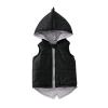 Baby Boys Girls Dinosaur Hooded Vest Winter uffer Lightweight Plaid Vests With Zip up Pockets (Black, 12-18 Months) view 1