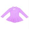 CHICTRY Girls' Sparkly Mock Neck Mesh Figure Ice Skating Dress Spandex Long Sleeves Dance Leotard Lavender 6 view 3