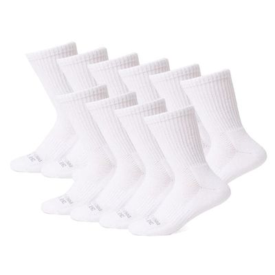32 Degrees Women's 5 Pack Comfort Crew Socks | Anti-Odor | Arch Support | Active | Casual | Work, White, Medium