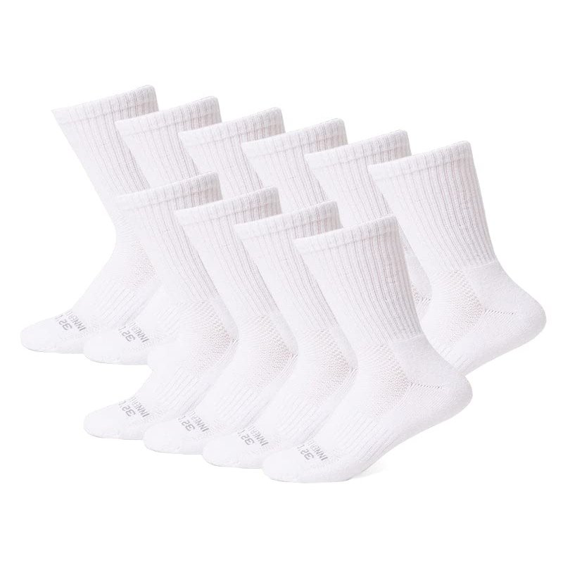 32 Degrees Women's 5 Pack Comfort Crew Socks | Anti-Odor | Arch Support | Active | Casual | Work, White, Medium