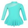 CHICTRY Girls' Sparkly Mock Neck Mesh Figure Ice Skating Dress Spandex Long Sleeves Dance Leotard Mint Green 8 view 1