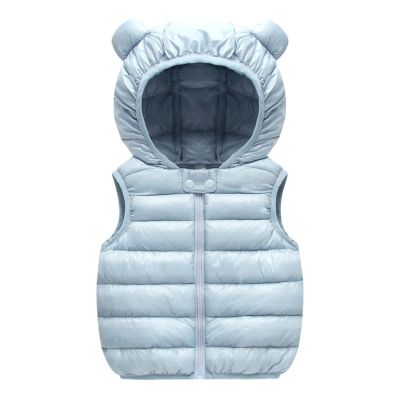 Toddler Girl Boys Vest Coat Winter uffer Lightweight Bear Ears HoodedVests Cute Thick Soft (Light Blue, 12-18 Months)