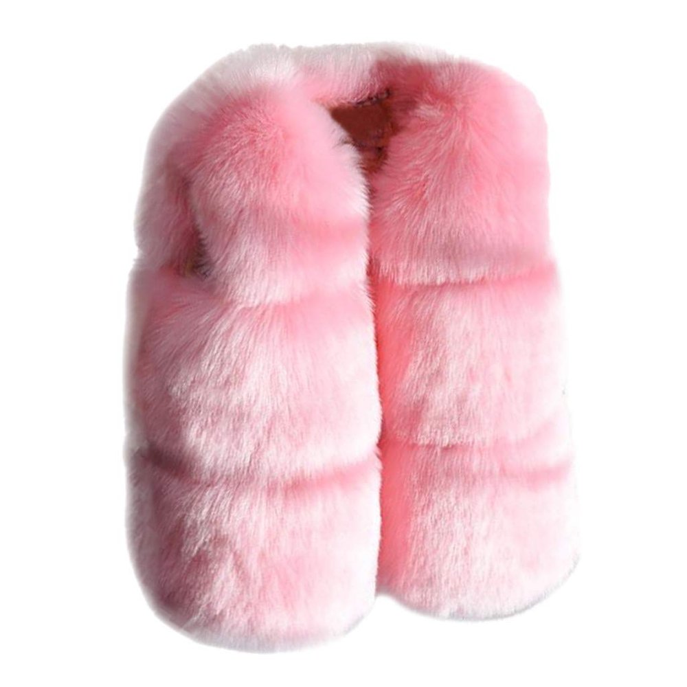 Baby Boys Girls Hooded Vest Winter Warm Faux ur Vest Toddler Outwear Cute Thick Clothes 1-7 Years (Pink, 6 Years)