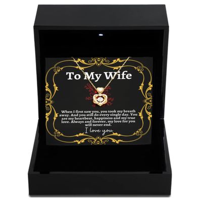 Heart Knot Gold Necklace Luxury Box Gift Necklace for Wife Heart shaped Silver and Gold Personalized Gift for Women