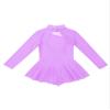 CHICTRY Girls' Sparkly Mock Neck Mesh Figure Ice Skating Dress Spandex Long Sleeves Dance Leotard Lavender 10 view 4