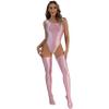 YiZYiF Women's Oily 70D Sleeveless Gymnastics Leotard Body Diving Suit and Stockings Set Swimsuit Pink Medium view 1