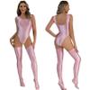 YiZYiF Women's Oily 70D Sleeveless Gymnastics Leotard Body Diving Suit and Stockings Set Swimsuit Pink Medium view 2