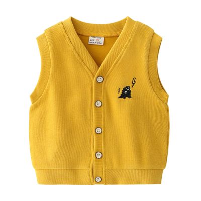 Infant Toddler Kids Child Baby Boys Sleeveless Patchwork Cartoon Fashion Vest Jacket Outer (Yellow, 18-24 Months)