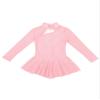 CHICTRY Girls' Sparkly Mock Neck Mesh Figure Ice Skating Dress Spandex Long Sleeves Dance Leotard Pearl Pink 10 view 3