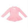 CHICTRY Girls' Sparkly Mock Neck Mesh Figure Ice Skating Dress Spandex Long Sleeves Dance Leotard Pearl Pink 10 view 4