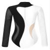 easyforever Womens Shiny Rhinestone Long Sleeve Dance Costume Ballet Dance Leotards Gymnastics Bodysuit Tops Black&White Small view 4