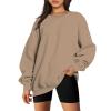 Women's Oversized Crewneck Sweatshirts Long Sleeve Pullover Sweatshirt Casual Hoodie Tops No Hood Fashion Clothes Khaki view 2