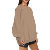 Women's Oversized Crewneck Sweatshirts Long Sleeve Pullover Sweatshirt Casual Hoodie Tops No Hood Fashion Clothes Khaki view 3