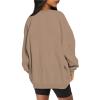 Women's Oversized Crewneck Sweatshirts Long Sleeve Pullover Sweatshirt Casual Hoodie Tops No Hood Fashion Clothes Khaki view 4