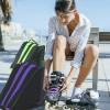Roller Skate Bag with Adjustable Shoulder Strap - Large Capacity Bag for Quad, Inline Skates and Accessories - Purple and Green view 4