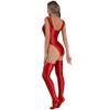 Vxuxlje Womens 3 Pieces Set Glossy Bodysuit High Cut Sleeveless Leotard Swimsuit with Stockings Red Large view 3