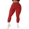 SUUKSESS Women Ribbed Seamless Leggings High Waisted Tummy Control Workout Yoga Pants (Red, XL) view 1