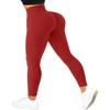 SUUKSESS Women Ribbed Seamless Leggings High Waisted Tummy Control Workout Yoga Pants (Red, XL) view 2