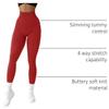 SUUKSESS Women Ribbed Seamless Leggings High Waisted Tummy Control Workout Yoga Pants (Red, XL) view 4