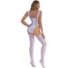 Vxuxlje Womens 3 Pieces Set Glossy Bodysuit High Cut Sleeveless Leotard Swimsuit with Stockings Light Purple Large view 2