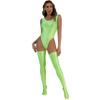Vxuxlje Womens 3 Pieces Set Glossy Bodysuit High Cut Sleeveless Leotard Swimsuit with Stockings Fluorescent Green X-Large view 1