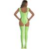 Vxuxlje Womens 3 Pieces Set Glossy Bodysuit High Cut Sleeveless Leotard Swimsuit with Stockings Fluorescent Green X-Large view 2