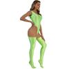 Vxuxlje Womens 3 Pieces Set Glossy Bodysuit High Cut Sleeveless Leotard Swimsuit with Stockings Fluorescent Green X-Large view 3