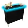 Folding Portable Party Bar w/Patented Multi-Color LED Lights, Black & Hawaiian Bar Skirts, and Storage Shelf - Single Set view 1