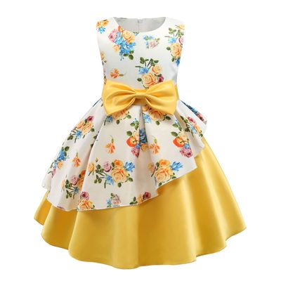COMISARA Flower Girl Dress Little Kids Birthday Christmas Easter Prom Pageant Wedding Bridesmaid Party Performance Fancy Formal Princess Ball Gown Dresses Size 2T 3T Yellow 100