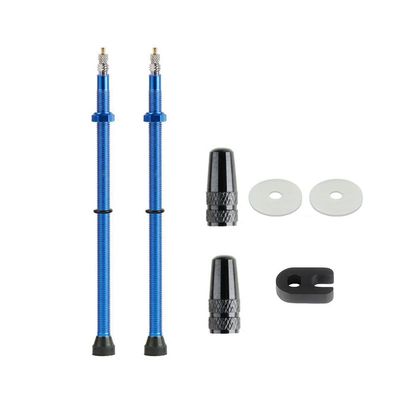 1 Pair Tubeless Value Stems Premium No Leak Tubeless Presta Valve Stems Kits with Integrated Value Core, Protective Rings and Valve Stem Caps Fit Most Bicycle Tubeless Rims (Blue,120MM)