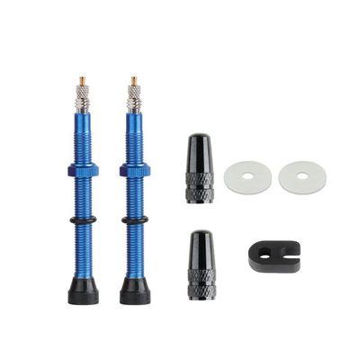 1 Pair Tubeless Value Stems Premium No Leak Tubeless Presta Valve Stems Kits with Integrated Value Core, Protective Rings and Valve Stem Caps Fit Most Bicycle Tubeless Rims (Blue,60MM)