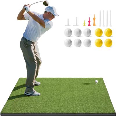 Golfguru Golf Mat, 5x4ft 31mm Dense Elite Golf Hitting Mats Practice with 10 Balls, 9 Tees, Heavy Duty Artificial Hitting Training Matt for Backyard Driving Chipping Indoor Outdoor Simulators